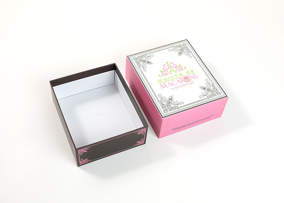 Custom Macaron Gift Box Paper Recyclable Chocolate Packaging With Plastic Lid