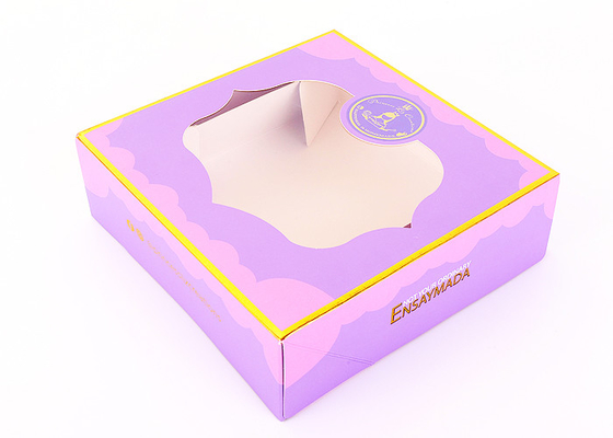 Pinkish Cake Cardboard Boxes Collapsible Paper Box With Window