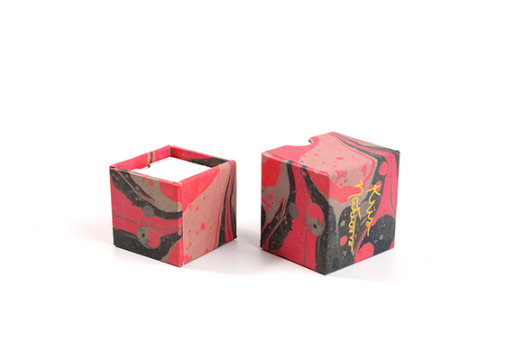 Oil Painting Jewelry Cardboard Boxes Red Gold Stamping For Necklace