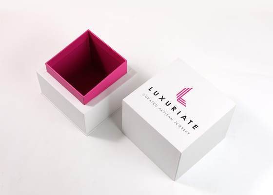 CMYK Rigid Candle Boxes , Embossing Shoulder Neck Box With Lift Off Lid